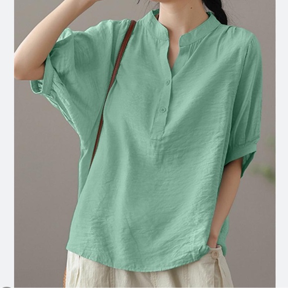 OLD NAVY Linen Crinkle Torquoise Tunic - Picture 7 of 8